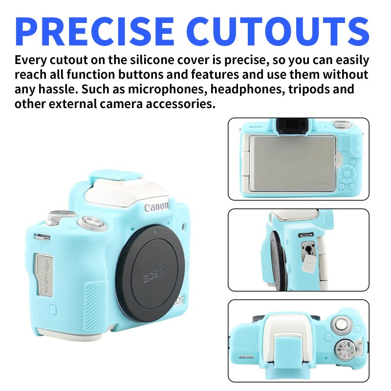 Easy Hood Camera Case for Canon EOS M50/M50 Mark II Digital Camera, Anti-Scratch Soft Silicone Case Cover Housing Protective Cover Protector Camera Body Skin Case (Blue) - Image 2